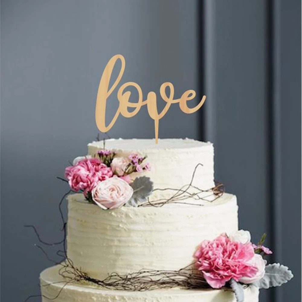 

Love Wedding Cake Topper, topper for wedding antique style, color wooden and acrylic, Unique Cake Topper Decor Gift for wedding