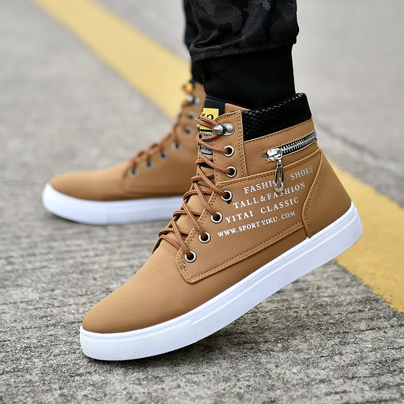 

KipeRann Men's canvas shoes autumn men's boots comfortable quality high shoes men's new casual shoes Botas breathable Masculinas