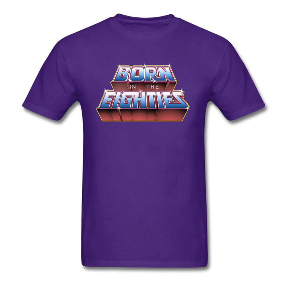 born in the eighties 8735 100% Cotton Tops & Tees for Students Normal T Shirt Group Rife Round Collar Tee-Shirts Short Sleeve born in the eighties 8735 purple