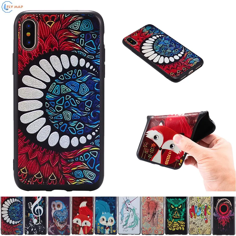 3D рельефный чехол для Apple iPhone X i PhoneX 5 8 '' мягкий ТПУ мобильного телефона Phone
