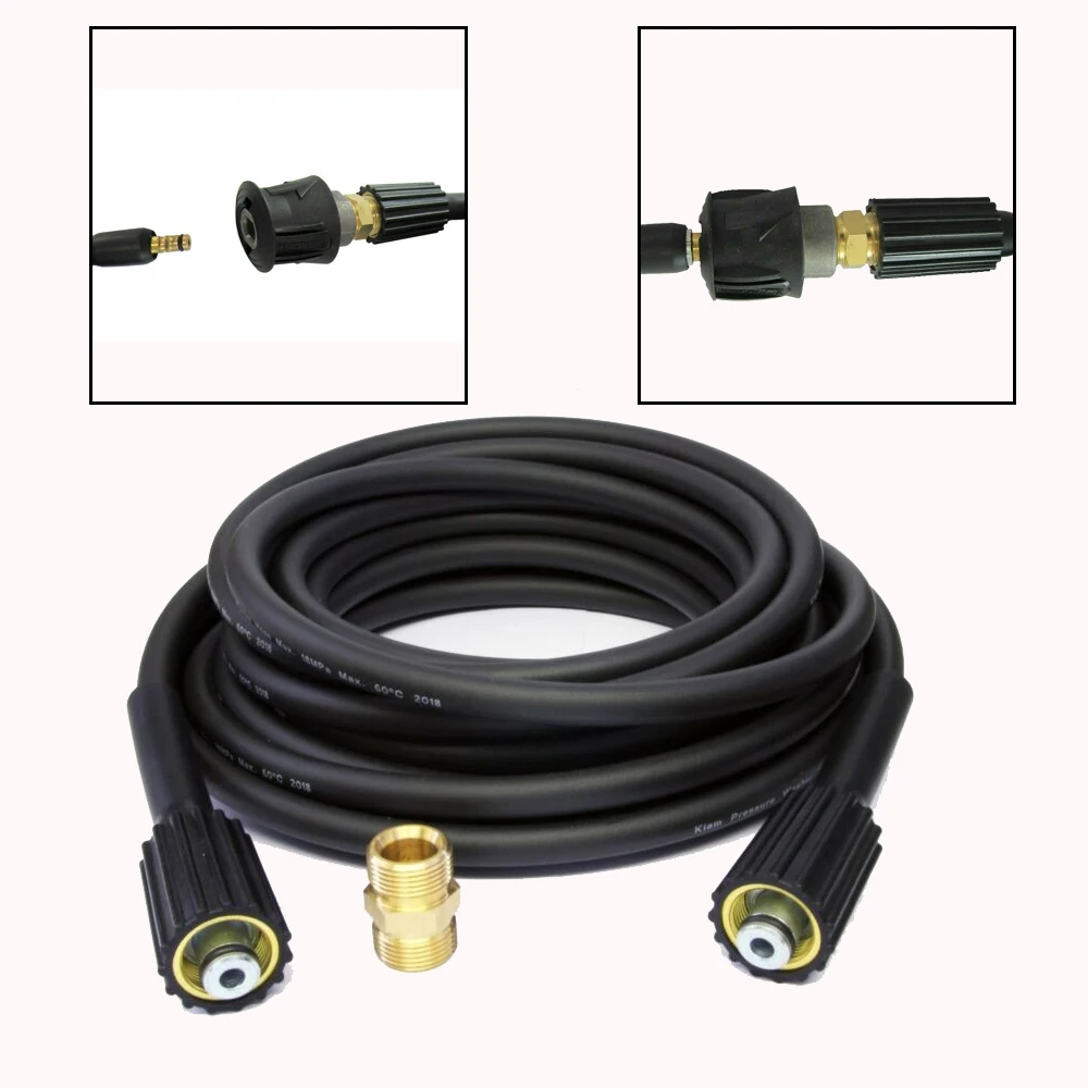 Mangueira de Extensão Mangueira de Limpeza de Alta Máquina de Lavar Bordas do Canal Máquina de Lavar de Mangueira com 2 Trançado Pressão Carro de Mangueira com 2 Bico Drenos-purificação 15m 1 – 4