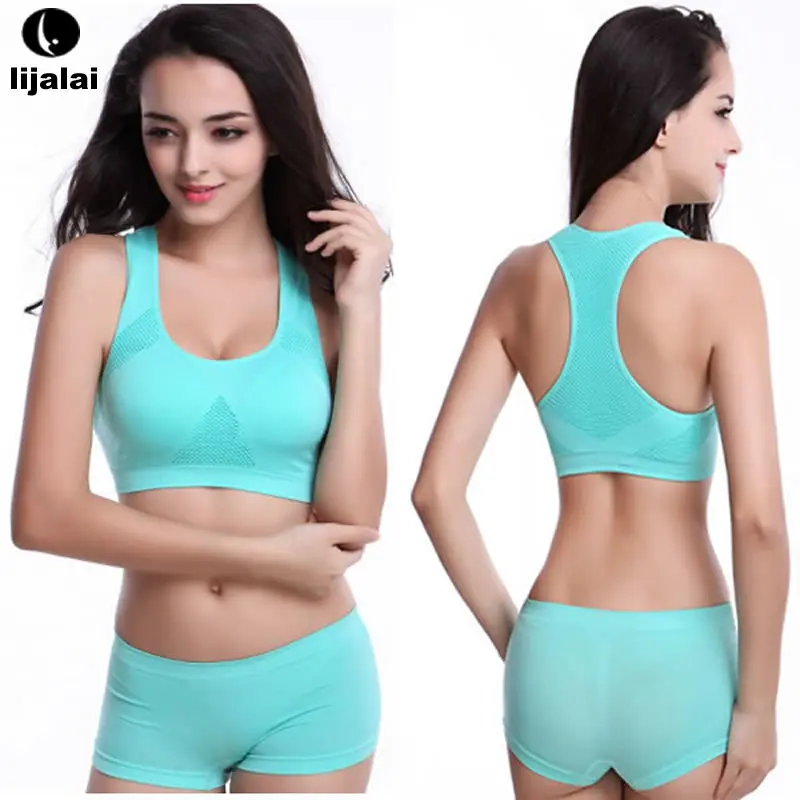 LJL The new Running Shorts With Sports Bra Yoga Clothing Suits Set Fitness Clothing Vest