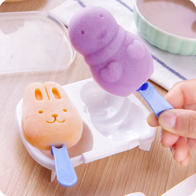 

Creative Rabbit Snowman Ice Cream Makers Cute Popsicle Cassette Ice Box DIY Ice Cream Mold Random color ship Kitchen Tools