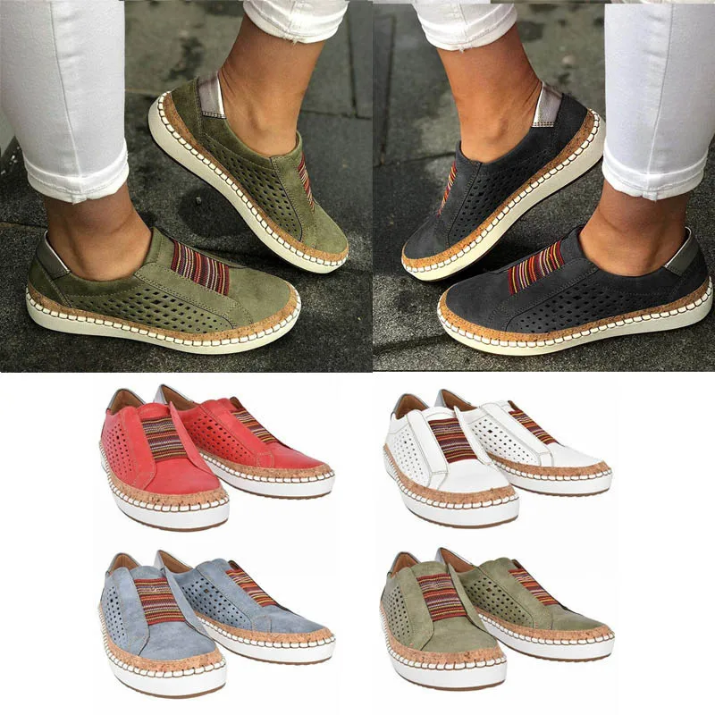 

Newly 1 Pair Women Slide Hollow-Out Shoes Round Toe Casual Breathable Sneakers m99