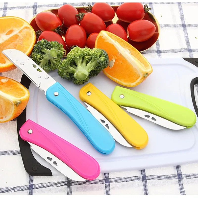 

Pocket Pare Peel Kitchen Fruit Fold Knife Cutlery Cutter Peeler Picnic Lunch bag box Vegetable Cut Slice keychain camp