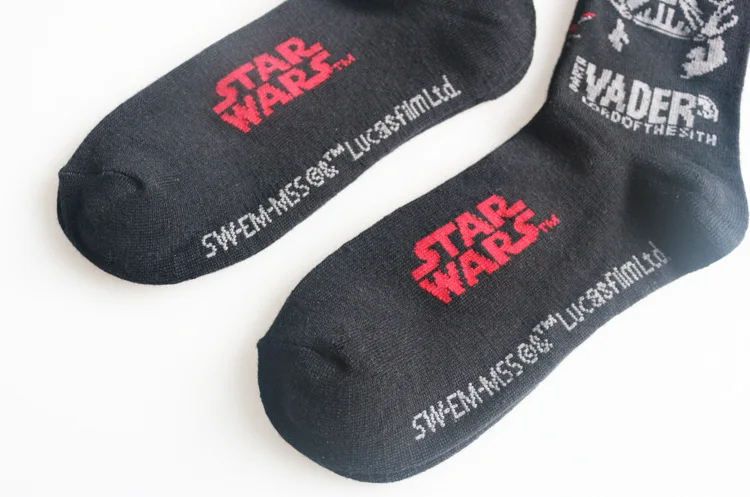 2017 новое поступление Звездные войны узоры хорошего качества хлопковые Повседневные Носки мужские/женские черные брендовые носки