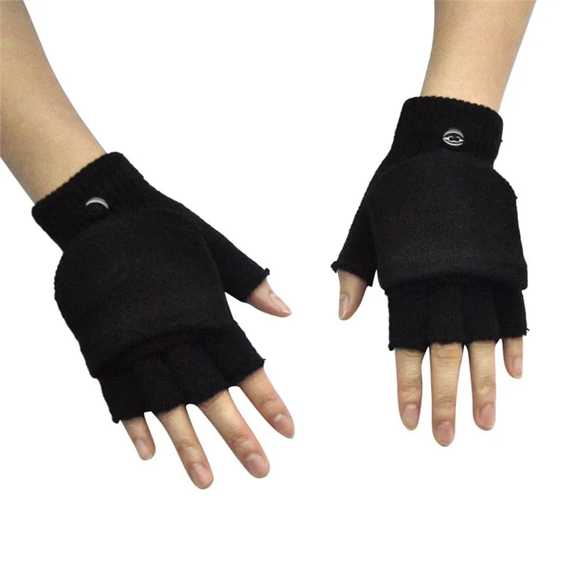  Adult Women Men Winter Hand Wrist Warmer Flip Cover Fingerless Gloves Mitten guantes eldiven handschoenen 40FE2219