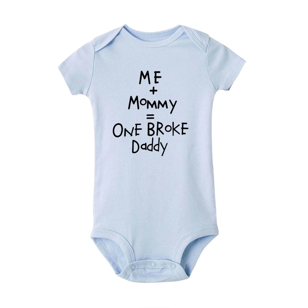 Me + Mommy = One break Daddy/белая забавная одежда с буквенным принтом для новорожденных