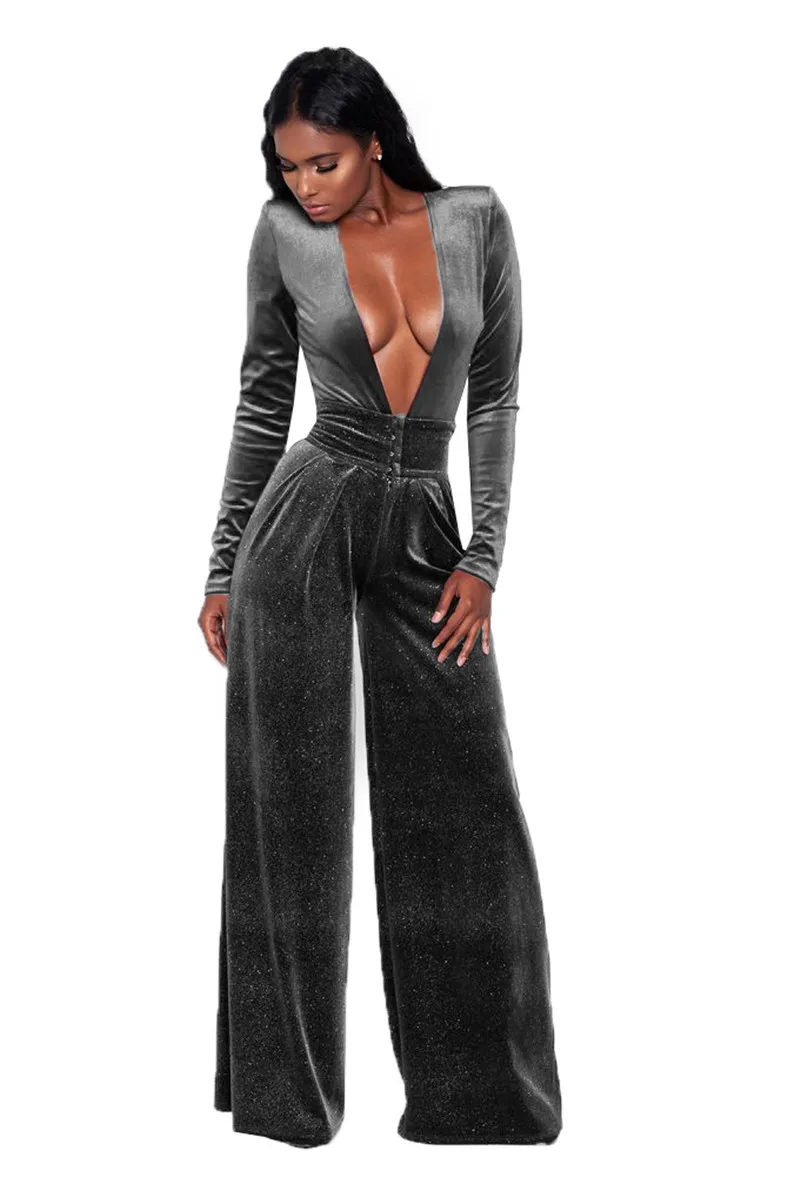 glitter long sleeve jumpsuit