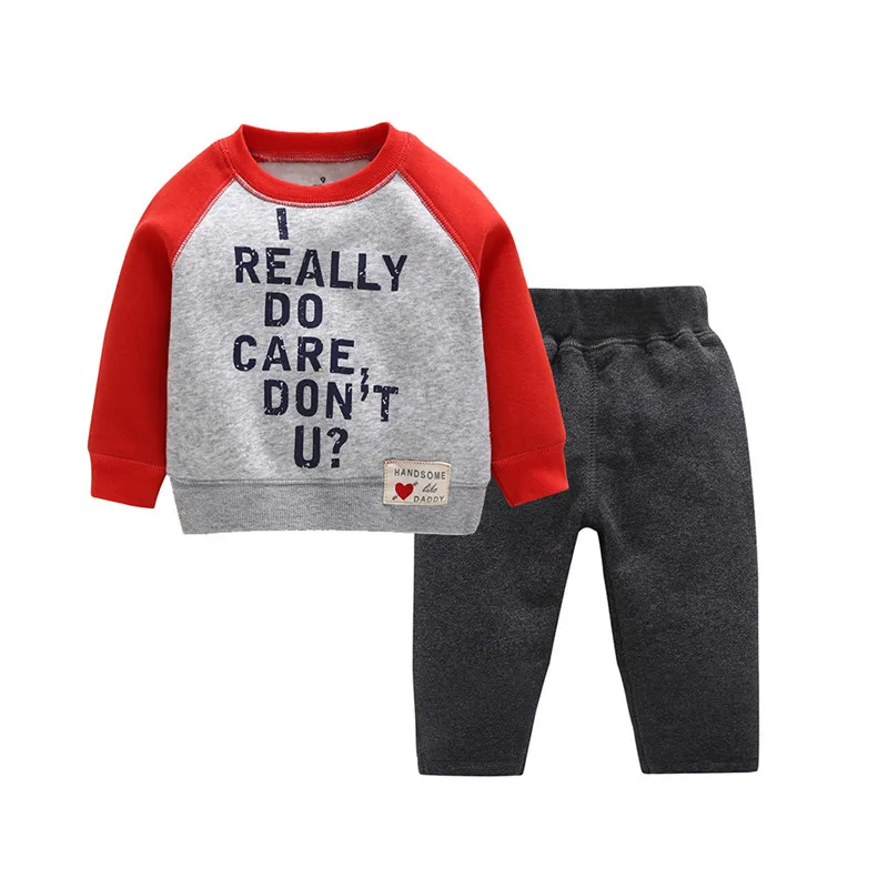 

Baby Boys Sweatshirts 2018 children's 2pcs/lot boy Patchwork style letters sports sweater Kids Fashion 2 piece sets