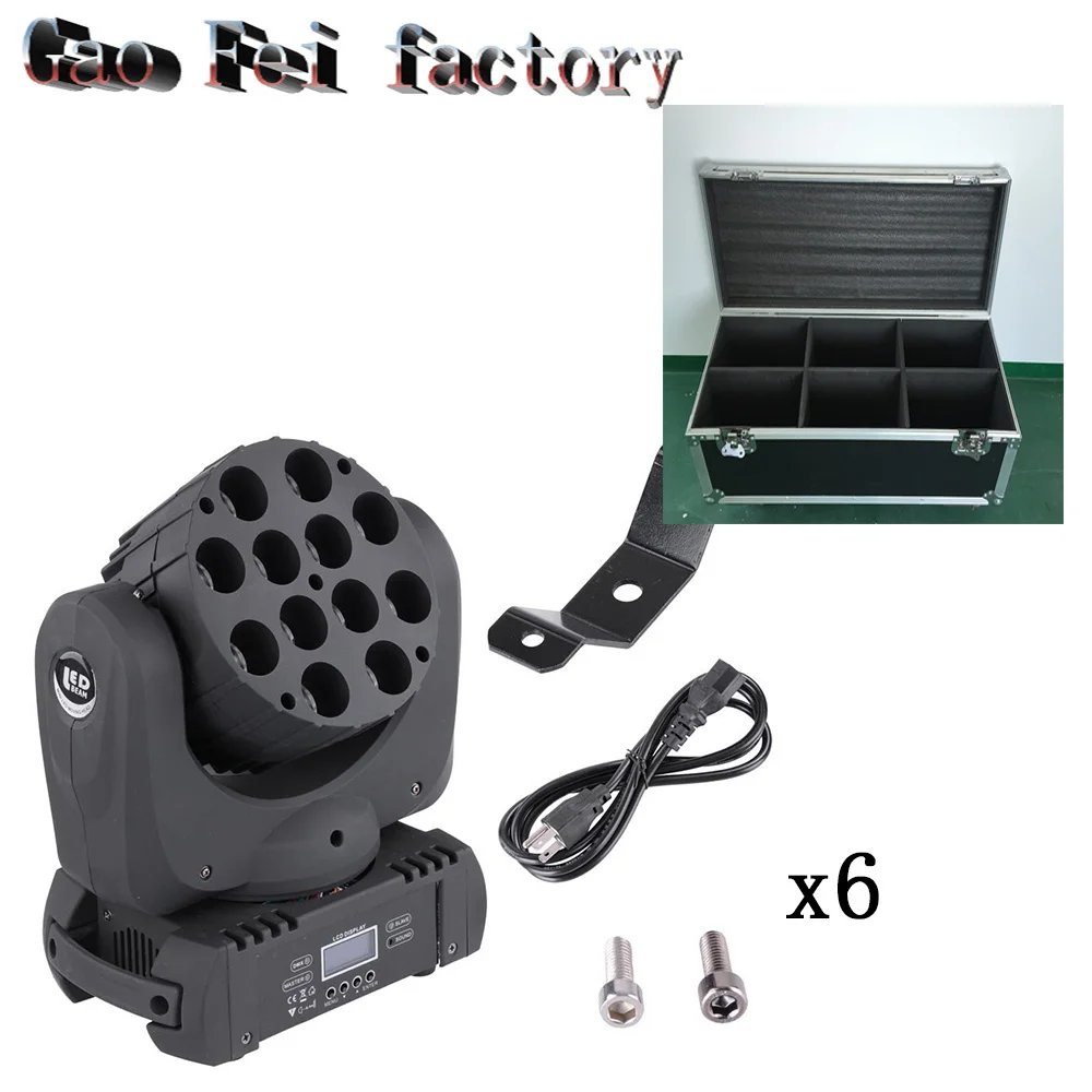 

flight case 6pcs/lot 12x12W Light RGBW LED With Excellent Pragrams ktv disco dj lighting DMX512 LED Wash beam lights