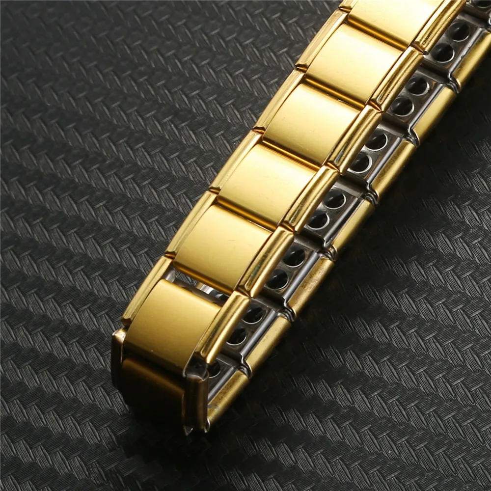 Золотой цвет эластичная цепочка из нержавеющей стали здоровье энергетический германиевый магнитные браслеты для женщин мужчин мужские браслеты ювелирные изделия