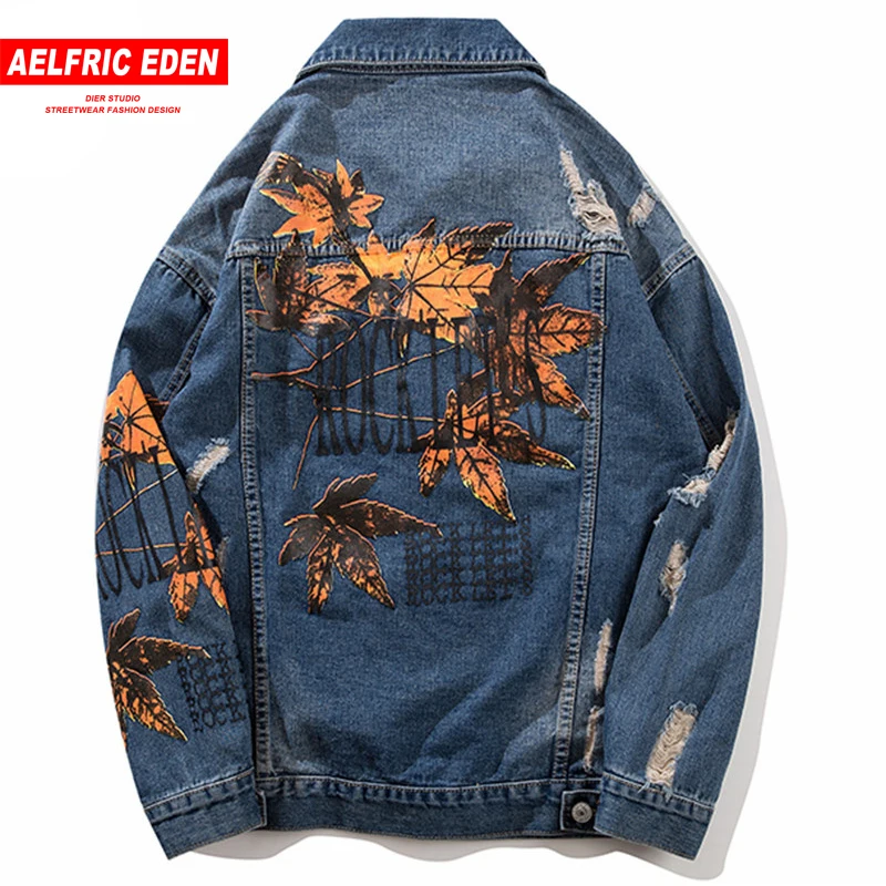 Мужские джинсы aelfrec Eden винтажные повседневные куртки с принтом в виде листочек RK20