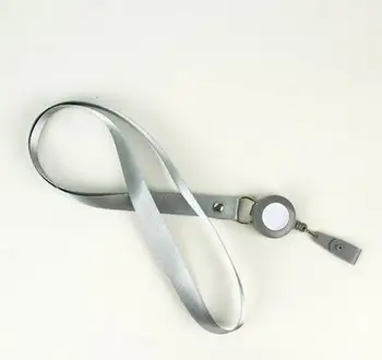 

1pcs Grey Color Polyester Neck Lanyard with Retractable Badge Reel for ID Name Badge Holder Office School Supplies