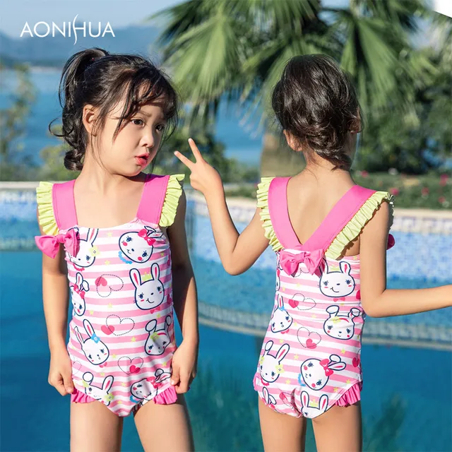AONIHUA Sweet Girl Carton pattern One Piece Set Swim Wear Waterproof ...