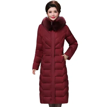 

European style 2019 High Quality Winter Jacket Women X-long Fur Collar Hooded Female Plus Size 5XL 6XL Coat Warm Womens Parka