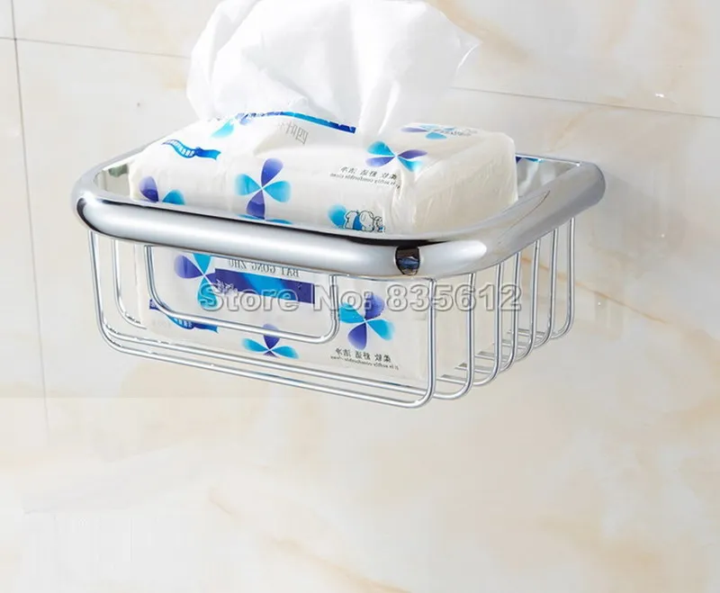 

Wall Mount Bathroom Polished Chrome Finish Toilet Paper Holder Roll Holder Basket Wba535