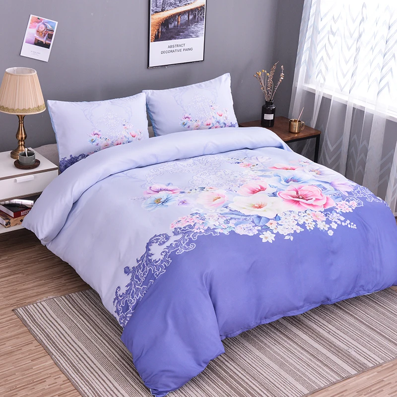 

ZEIMON 3pcs Luxury Bedding Set Splicing Styles Flowers Printing Polyester Duvet Cover&Pillowcase Bedroom Decoration