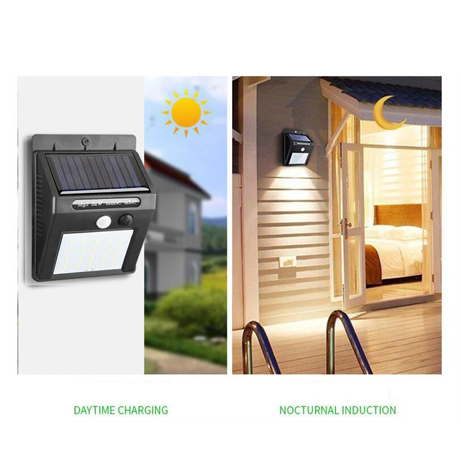 BUYBAY Brand LED Solar Light Outdoor Porch Lighting PIR Motion Sensor Solar lamp Garden Wall Yard Deck Security Lights 20LEDs