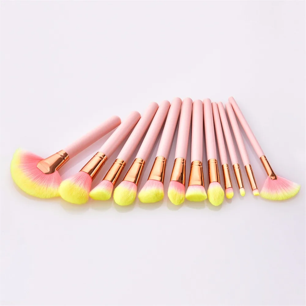 12PCS Professional Pink Makeup Brushes Set Pincel Maquiagem Base Foundation Powder Cosmetics Blending Make Up brush (2)