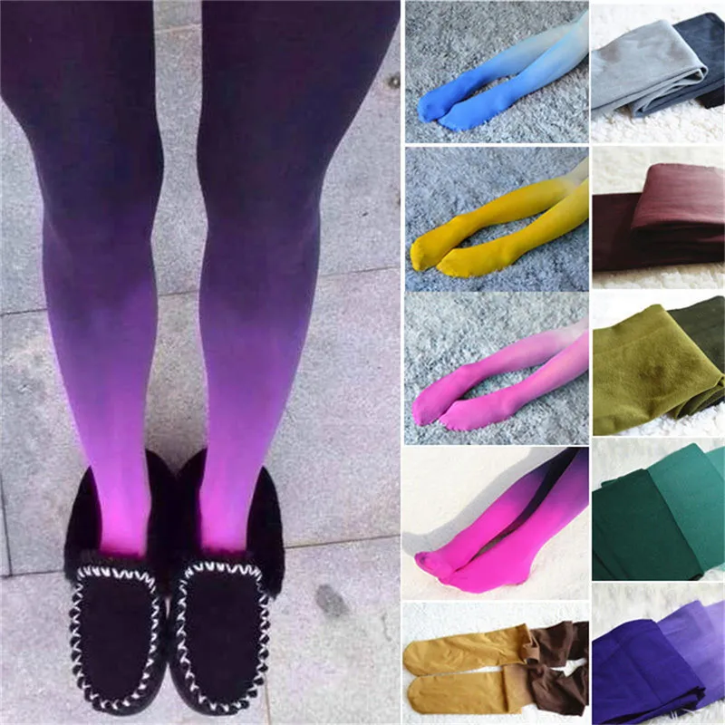 120D 6 colors Womens Four Seasons Velvet Gradient Opaque Seamless Pantyhose Stockings Candy Color Tights Medias Tayt