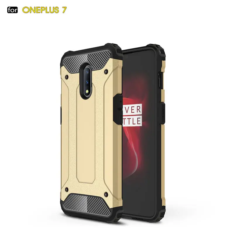 Для OnePlus 7 армированный Гибридный Жесткий Силиконовый противоударный чехол для OnePlus 7 Pro 1 7 чехол для телефона s твердая задняя крышка Capa Funda One plus 7 - Цвет: gold