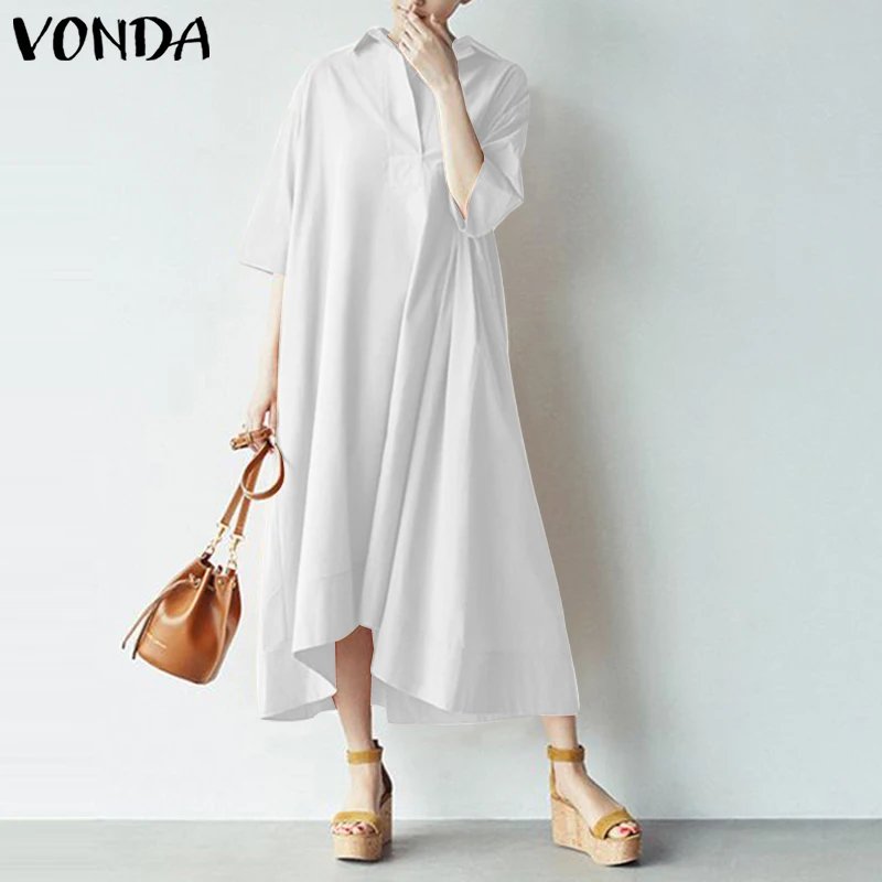 VONDA, платье макси для беременных, женское, повседневное, с длинным рукавом, повседневное, однотонное, платье-рубашка, вечернее, для матери, для беременных, сарафан, S-5XL