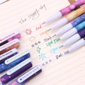 

6 PCS/Set New Cute Cartoon Starry Sky Colorful Gel Pen Set Kawaii Korean Stationery Creative Gift School Supplies