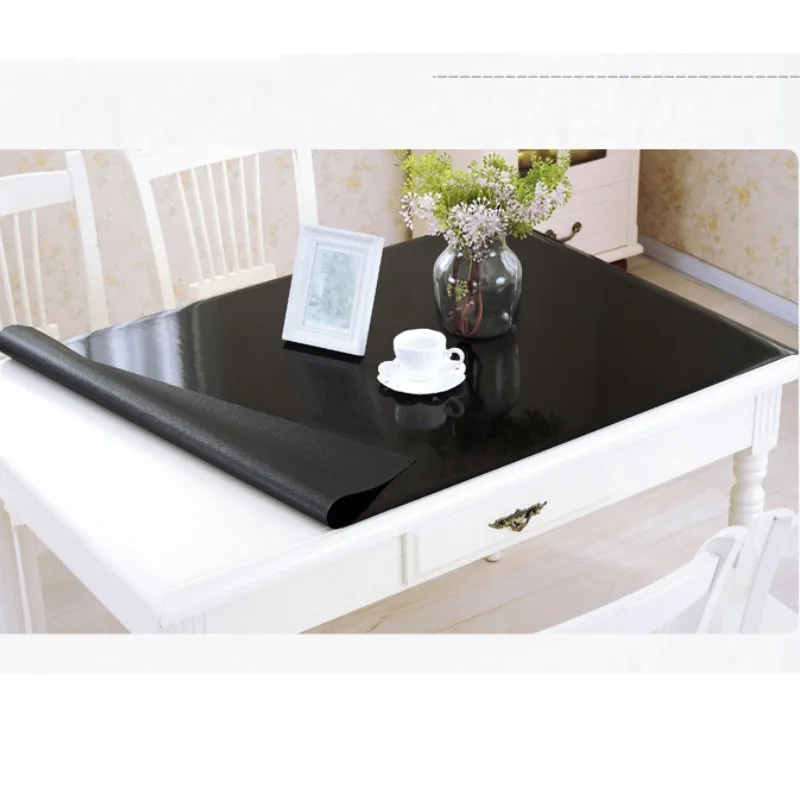 Black PVC Tablecloth D' waterproof Soft Glass Tablecloth Solid Color Waterproof Oil 1.0mm matte Hom