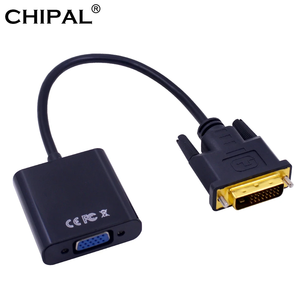 CHIPAL 1080P DVI D to VGA адаптер 25 булавки Мужской к 15 Pin женский кабель видео конвертер для
