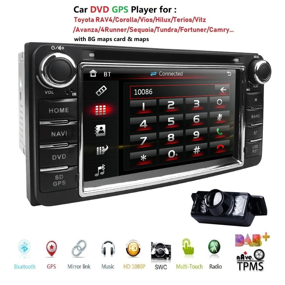 Car in Dash Stereo 2Din GPS DVD Player Navigation Radio support BT/SWC