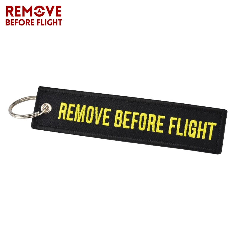 Fashion Jewelry Keychain for Cars and Motorcycles Embroidery Key Chain Key Fobs REMOVE BEFORE FLIGHT Black Keychain Safety Tag (2)