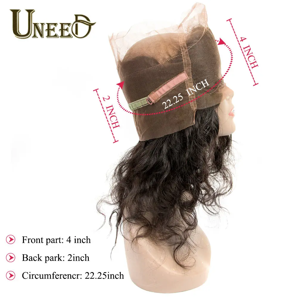 Uneed бразильские волосы пучки волнистых волос с фронтальной Remy человеческие волосы сплетение волос пучки с 360 кружево спереди закрытие
