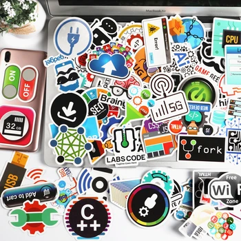 

50 Pcs Internet IT Software Programming Language APP Logo bug Cool Stickers for Laptop Car DIY Stickers