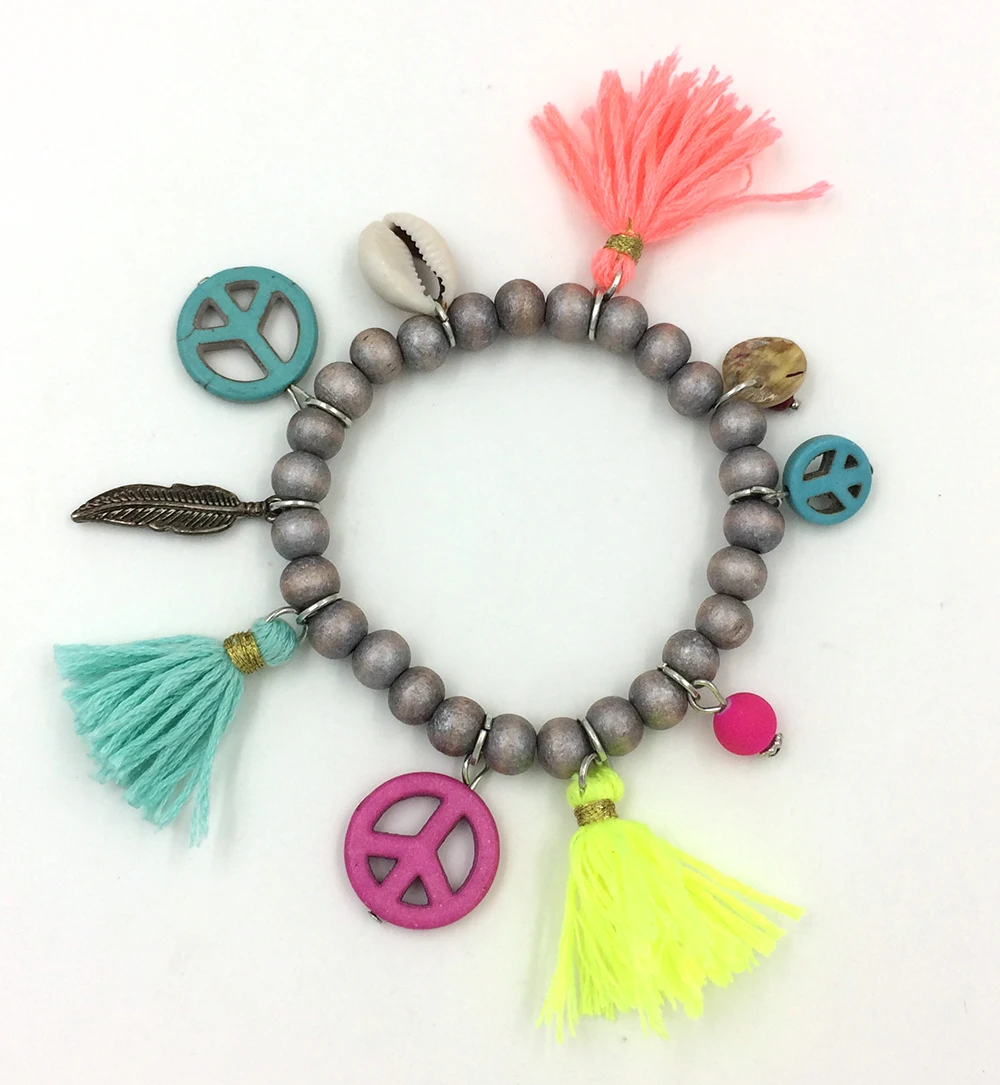 Bohemia Jewelry Friendship Bracelet Cotton Tassel Charm Bracelet Rosary Beads Bangle Charm Seed Beads Bracelets