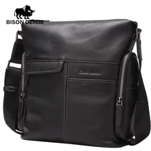Garantía de bison denim diseño de la novedad bolsa de hombre de cuero genuino bolsos de hombro del mensajero bolsos para hombres de negocios multifuncional n2539