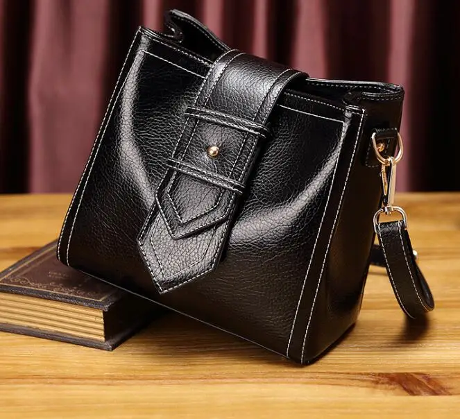 Роскошные Брендовые женские сумки, дизайнерские сумки из натуральной кожи, высококачественные винтажные сумки-мессенджеры для женщин, сумки через плечо T18 - Цвет: Черный