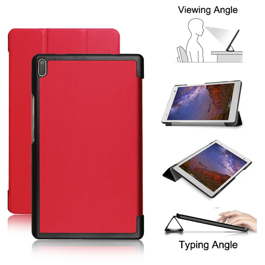 

GUKEEDIANZI Pure Color PU Cover For Lenovo TAB4 Tab 4 8 plus TB-8804F TB-8704V TB 8804F 8704V 8 inch Folding Stand Tablet Case