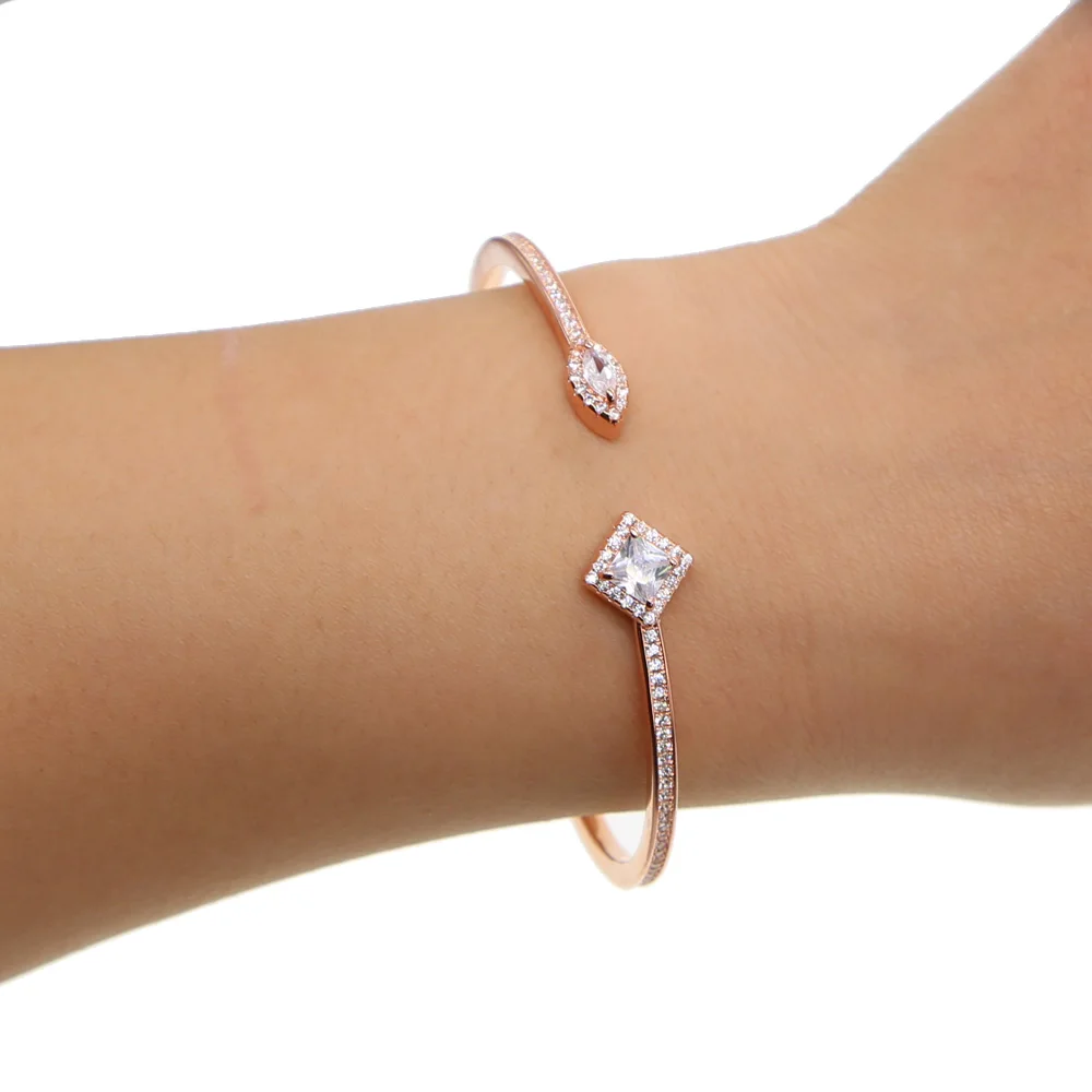 Женский браслет на запястье с инкрустацией кристаллами|bangle rose gold|bangle roseopen bangle |