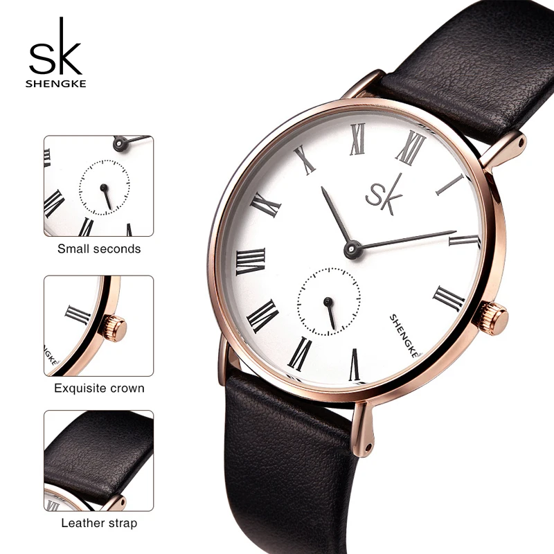 Часы наручные Shengke женские кварцевые с кожаным ремешком 2019|gift gifts|gift womengifts watch |