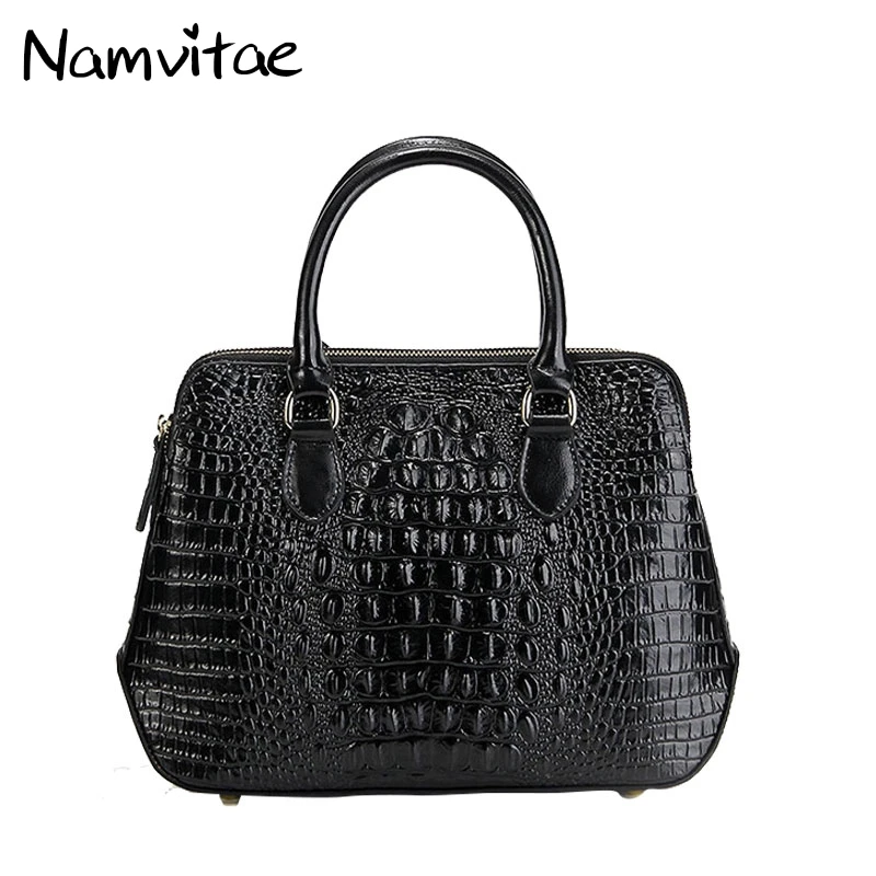 

Namvitae Genuine Leather Women Handbag Crocodile pattern Cow Leather Female Messenger Bags Luxury Fashion Tote Bags for Women