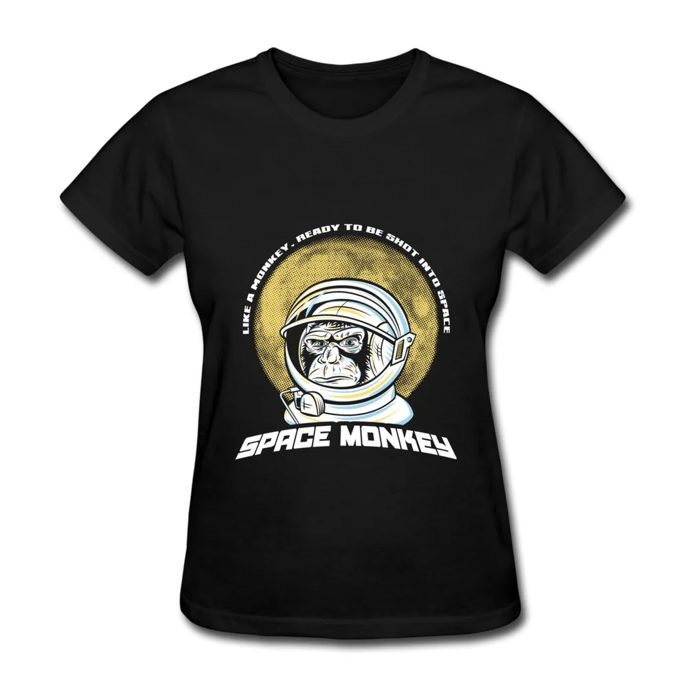 Тройник - рубашка женщины приталенный Fit животное обезьяна из космоса обычный футболки женщины в