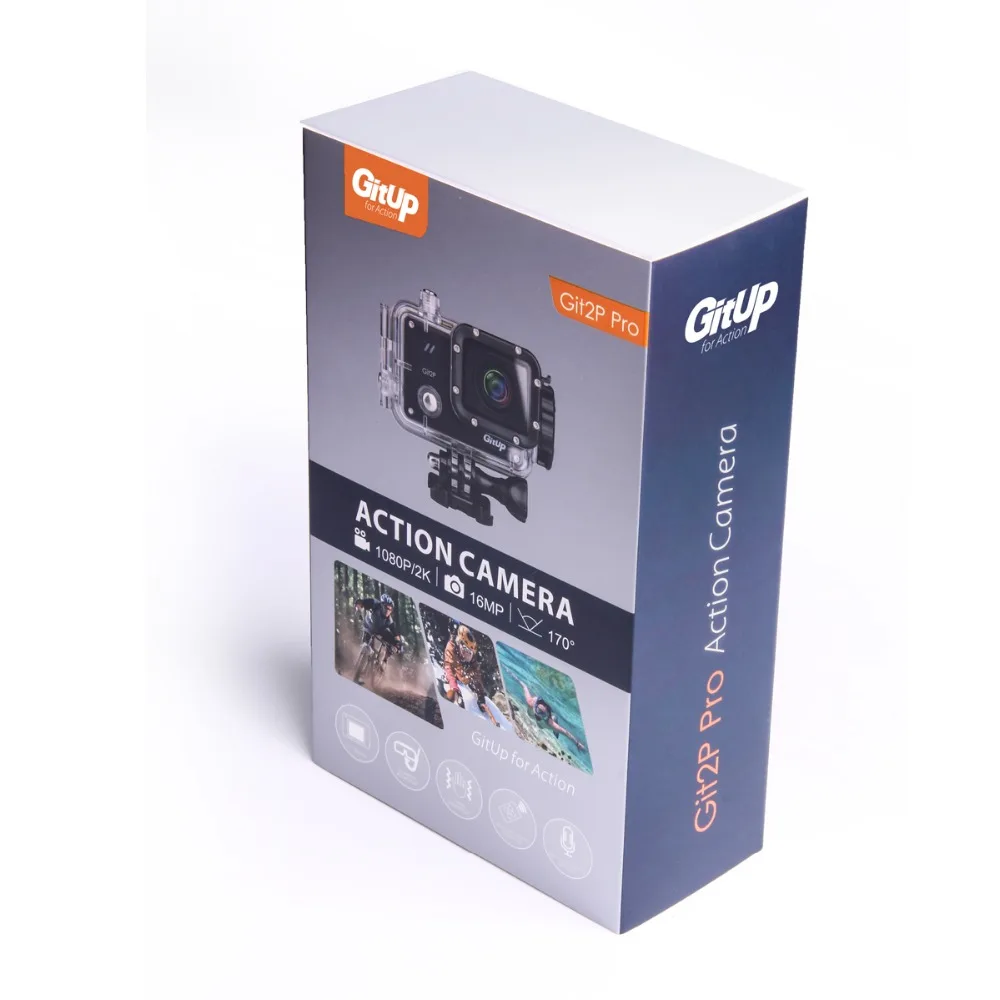 GitUp GIT2P 2K WiFi камера 30fps 1080P спортивная Экшн-камера+ дополнительная 1 шт. батарея+ зарядное устройство+ 38 шт. набор аксессуаров