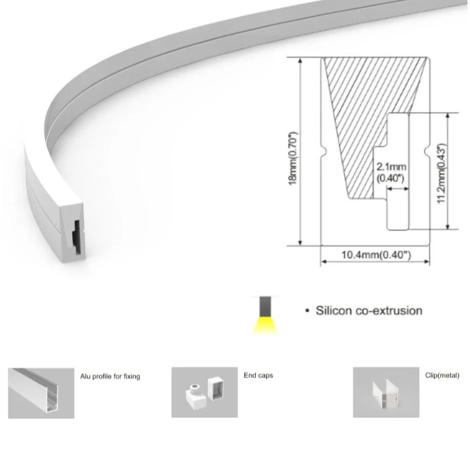 Гибкий силиконовый светодиодный профиль 18*10 мм боковое освещение излучающий канал для светодиодной полосы для декоративного освещения SDW028