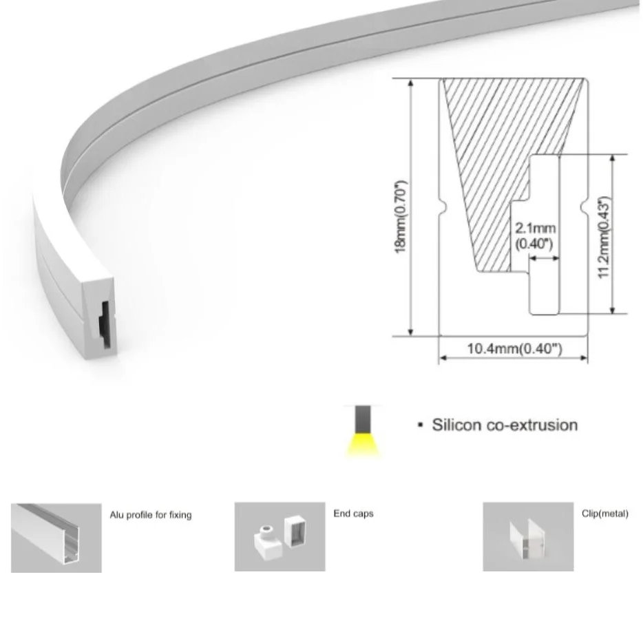 

Flexible Silicone LED Profile 18*10mm Side View Lighting Emitting LED Strip Channel for Decorative Lighting SDW028