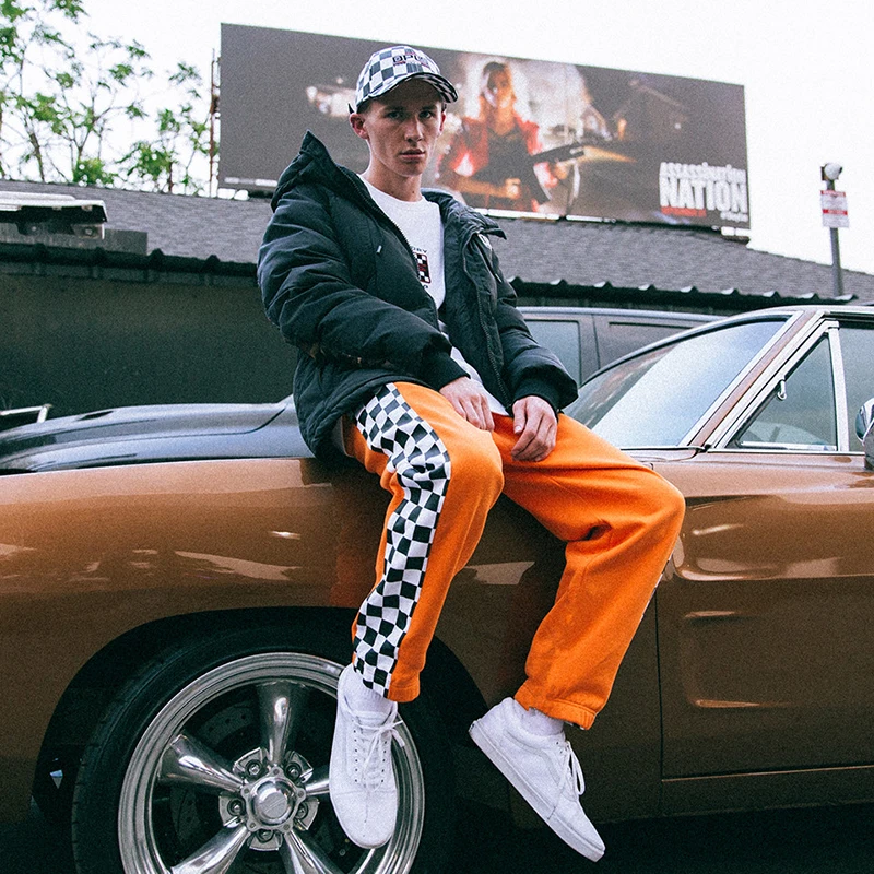 Colorblock Plaid Track Pants Men and Women Hip Hop Double Side Striped Plaid Sweatpants Streetwear Mens Fashion Casual Pants