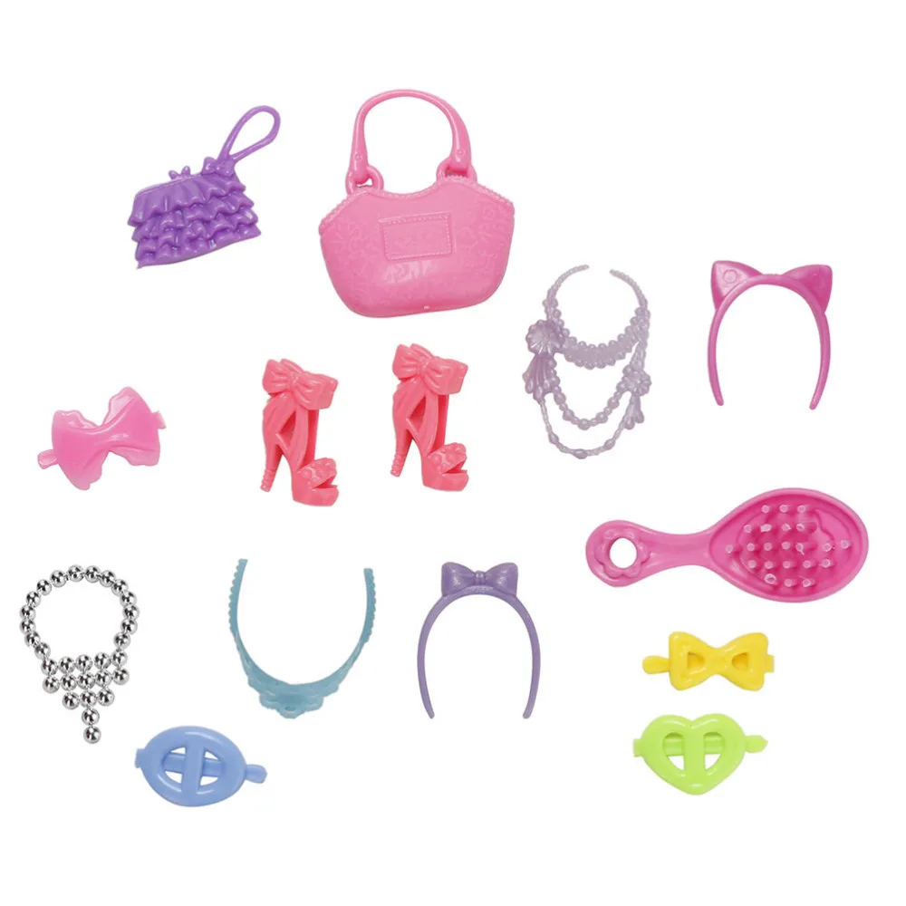 1 компл.. сумка милый прекрасный пластик Accessiries для кукольные головные уборы обувь цепочки и ожерелья игрушка в блистере куклы