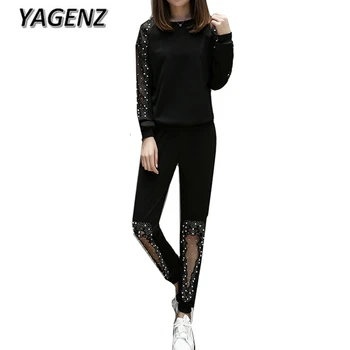 

Fall 2-piece sets Sexy Women Sporting Suits 2020 Casual Fashion Loose O-Neck Tops+Pants Large size Sportswear Clothing Sets 4XL