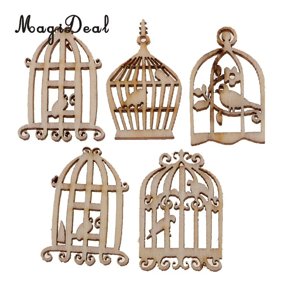MagiDeal 50 Pieces Mixed Wooden Birdcase Material Wood Embellishment Creative Handworking Activities DIY Craft for Decoration