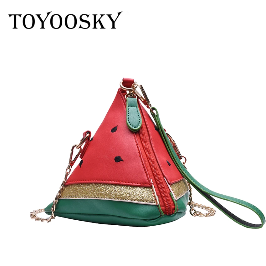 

TOYOOSKY 2019 summer new female bags PU leather women bag cute fruit packet chain shoulder messenger bag triangle watermelon sac